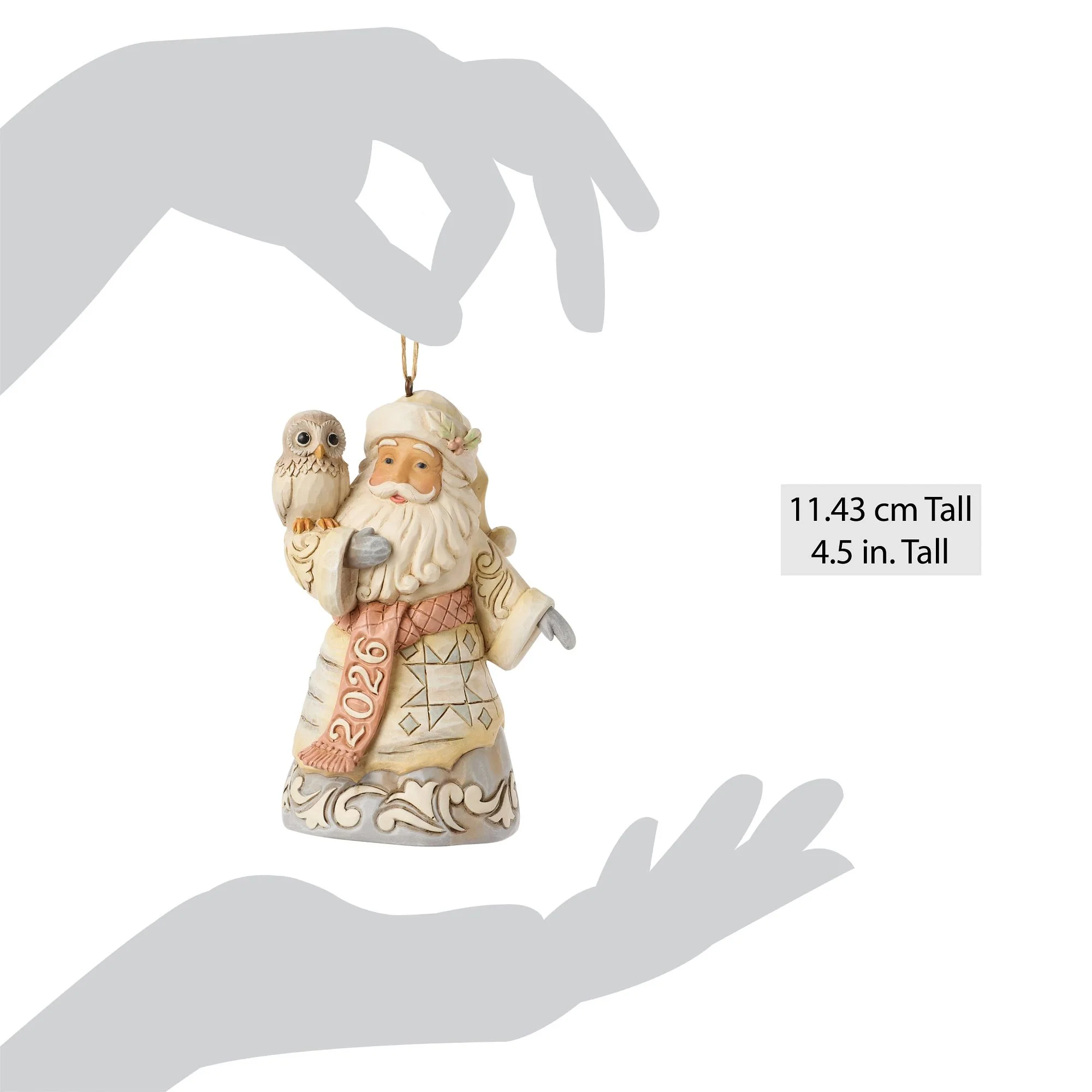2026 White Woodland Santa Hanging Ornament - Image 6