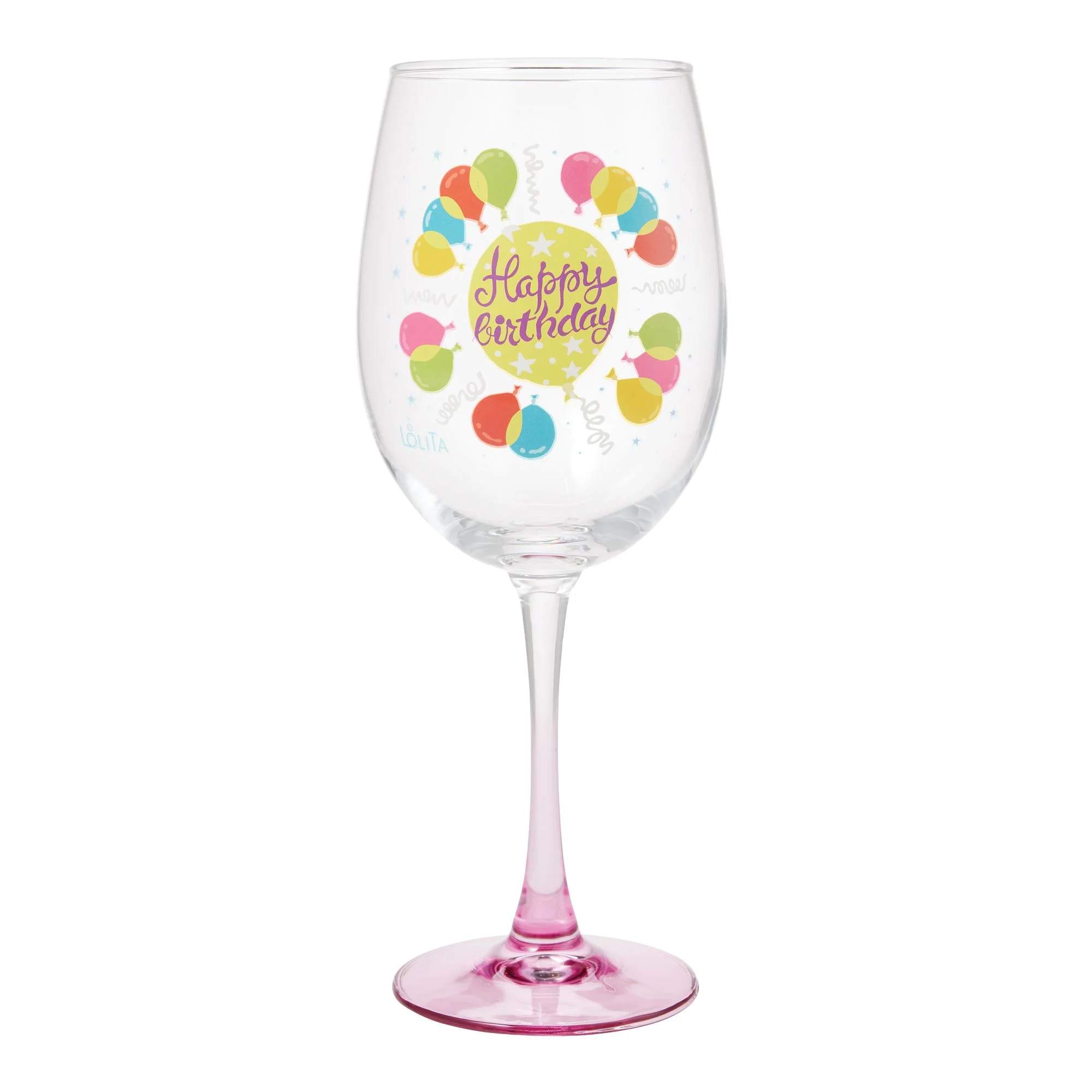 Birthday Balloons Wine Glass