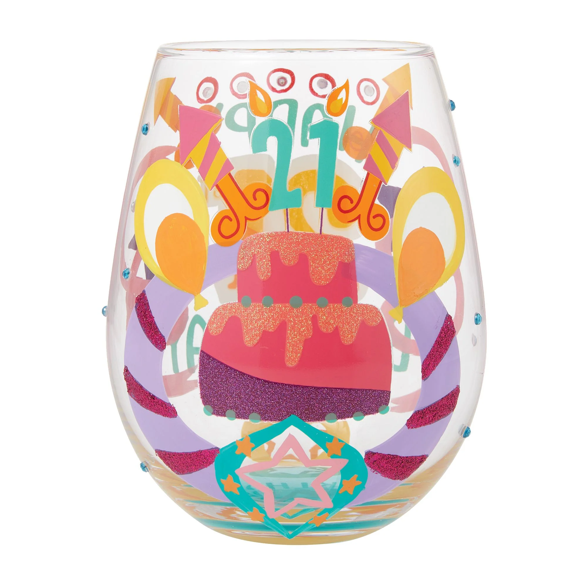 Happy 21st Birthday Stemless Wine Glass by Lolita - Image 4