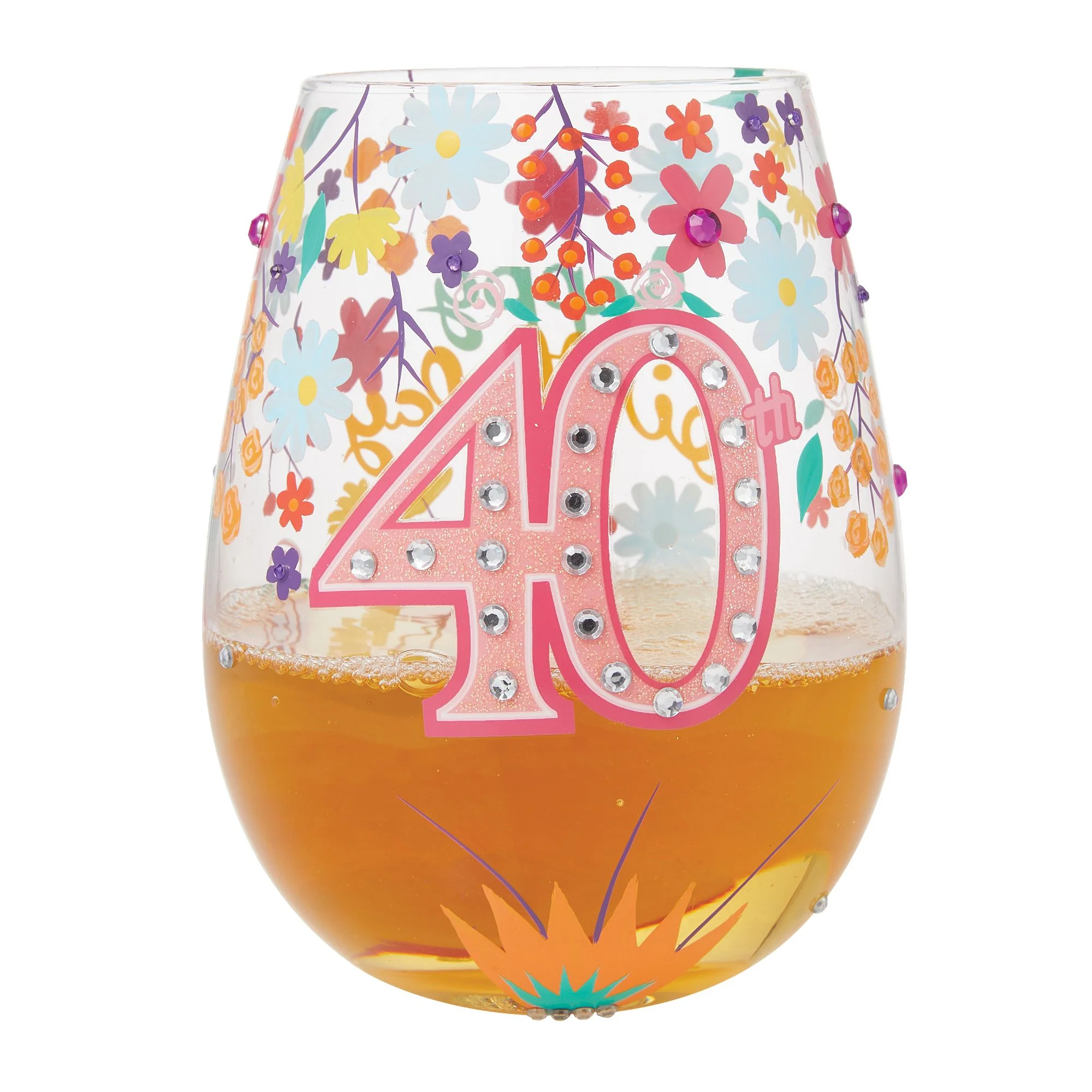 Happy 40th Birthday Stemless Wine Glass by Lolita - Image 2