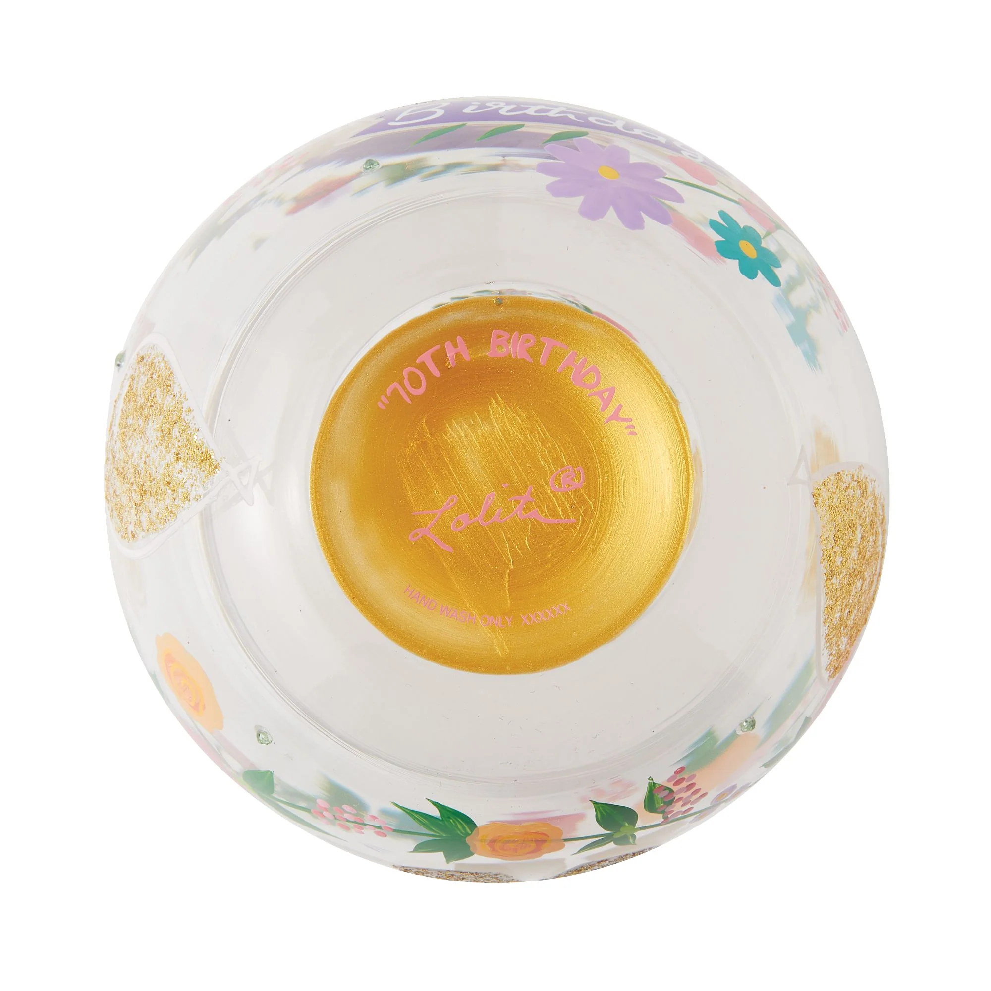 Happy 70th Birthday Stemless Wine Glass by Lolita - Image 6