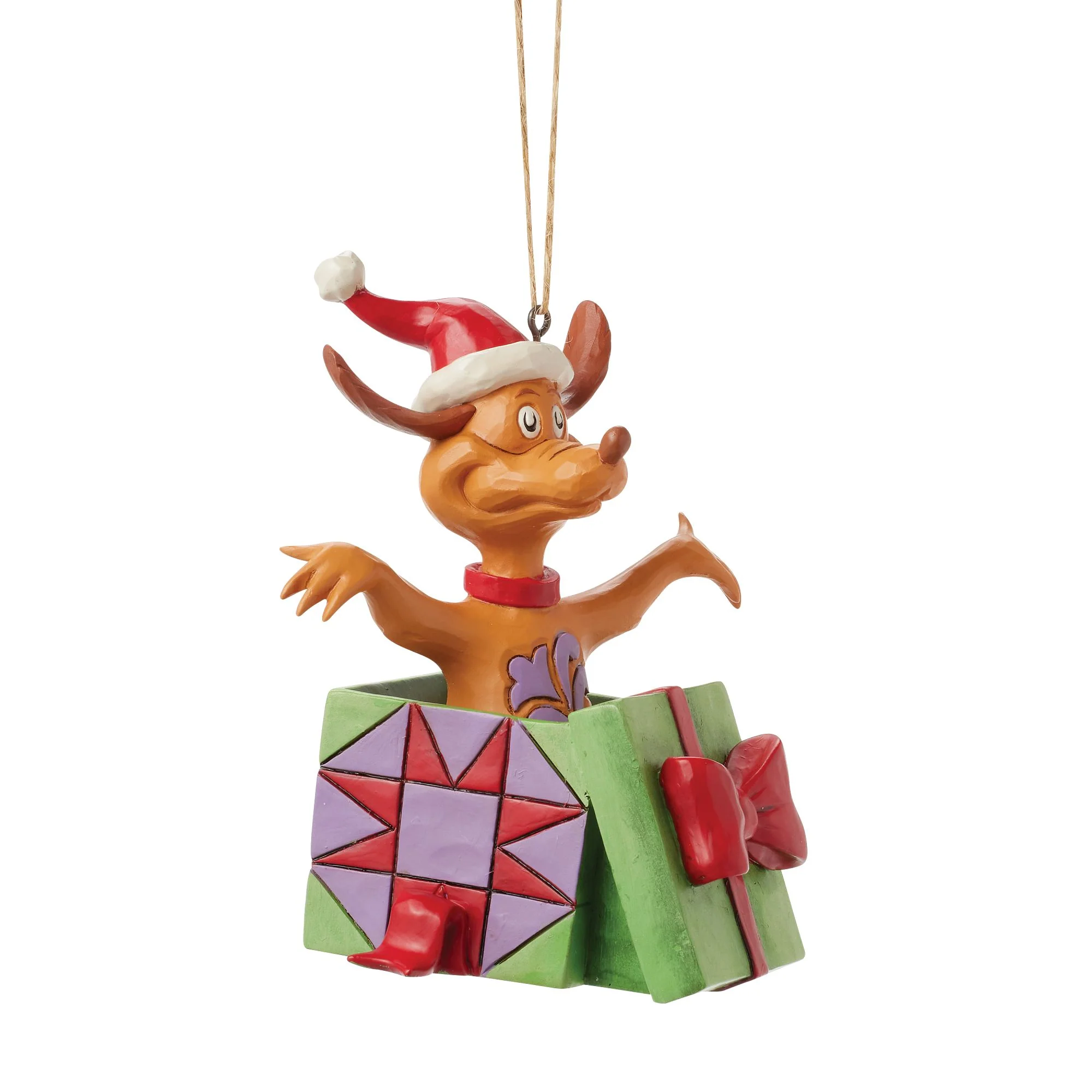 Max in a Present Hanging Ornament - The Grinch by Jim Shore - Image 2