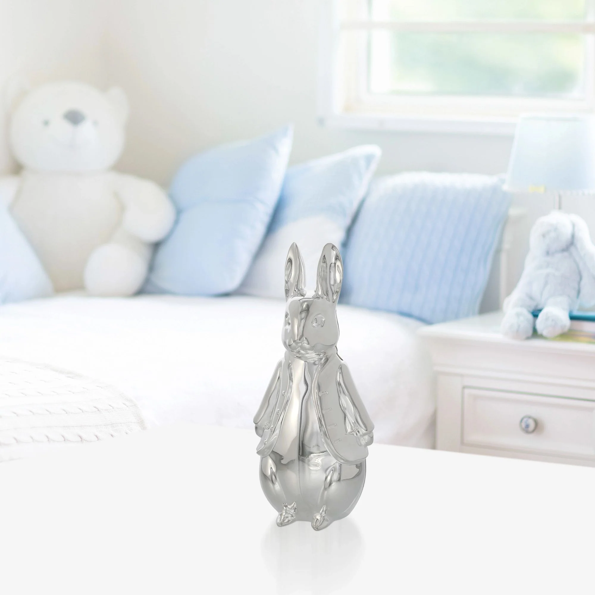 Peter Rabbit Silver Plated Sculpted Money Bank - Image 2