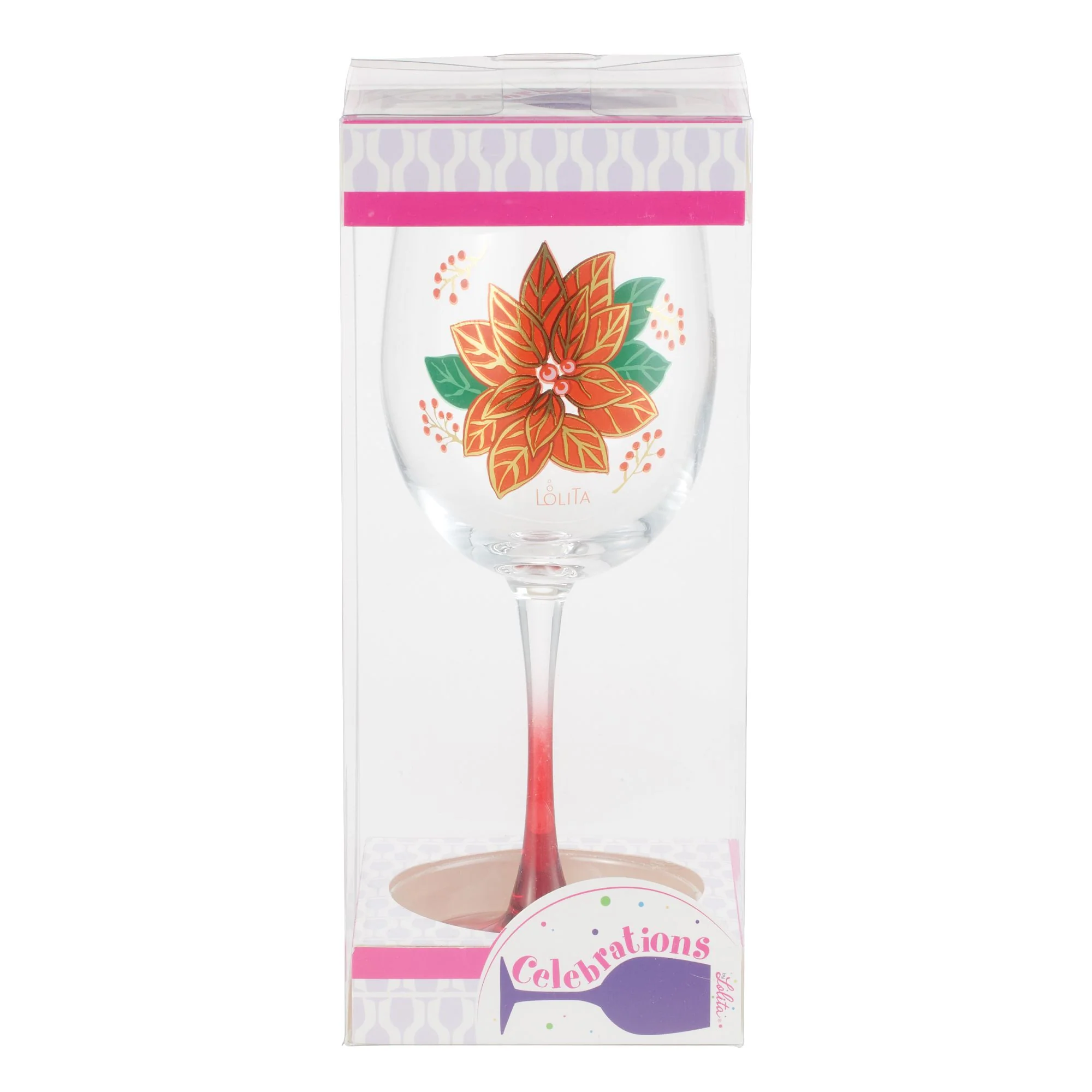Pretty as a Poinsettia Wine Glass - Image 5