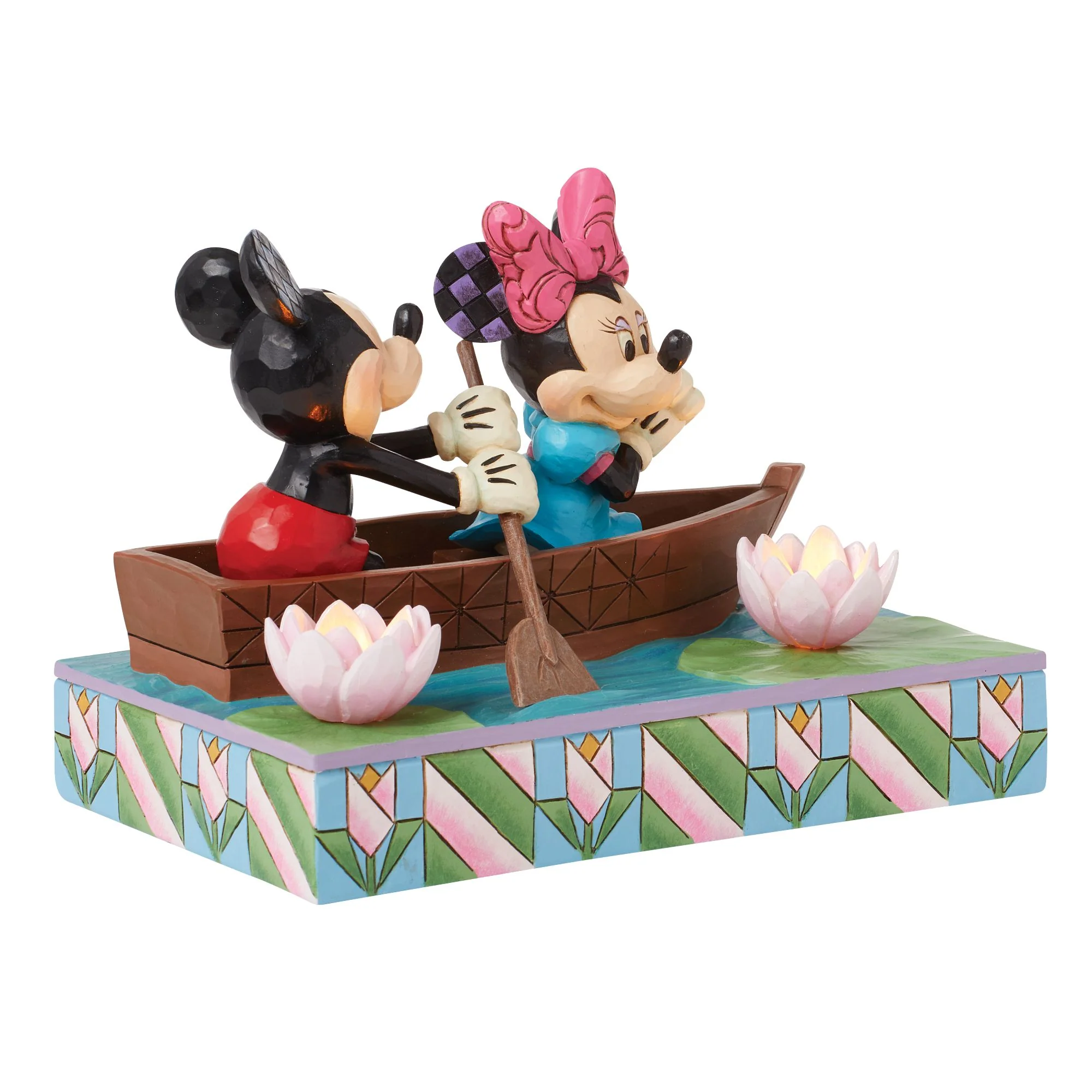 Row-mance is in the Air (Mickey & Minnie in a Rowboat Light-up Figurine) - Disney Traditions by Jim Shore - Image 4