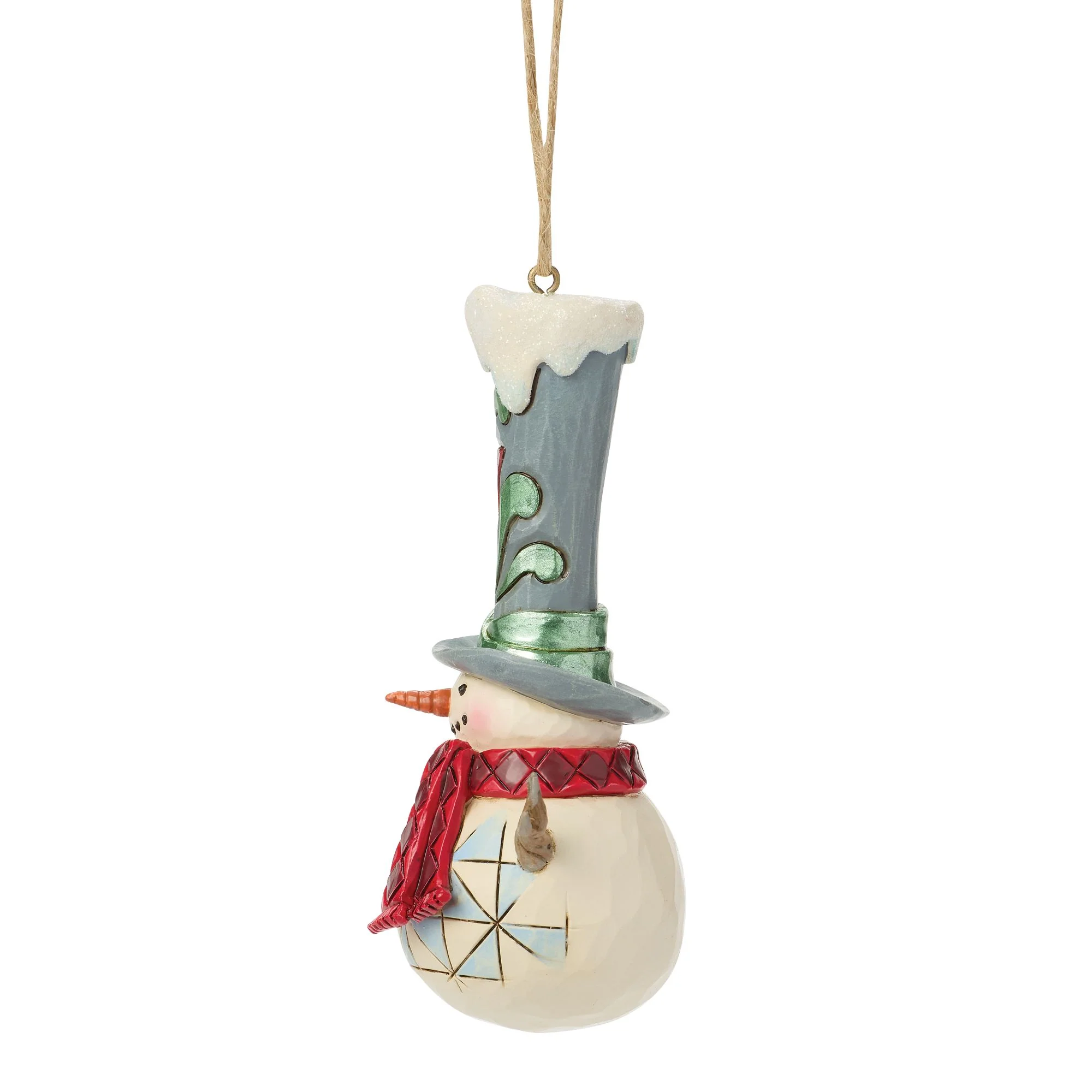 Snowman with a Tall hat Hanging Ornament - Image 2