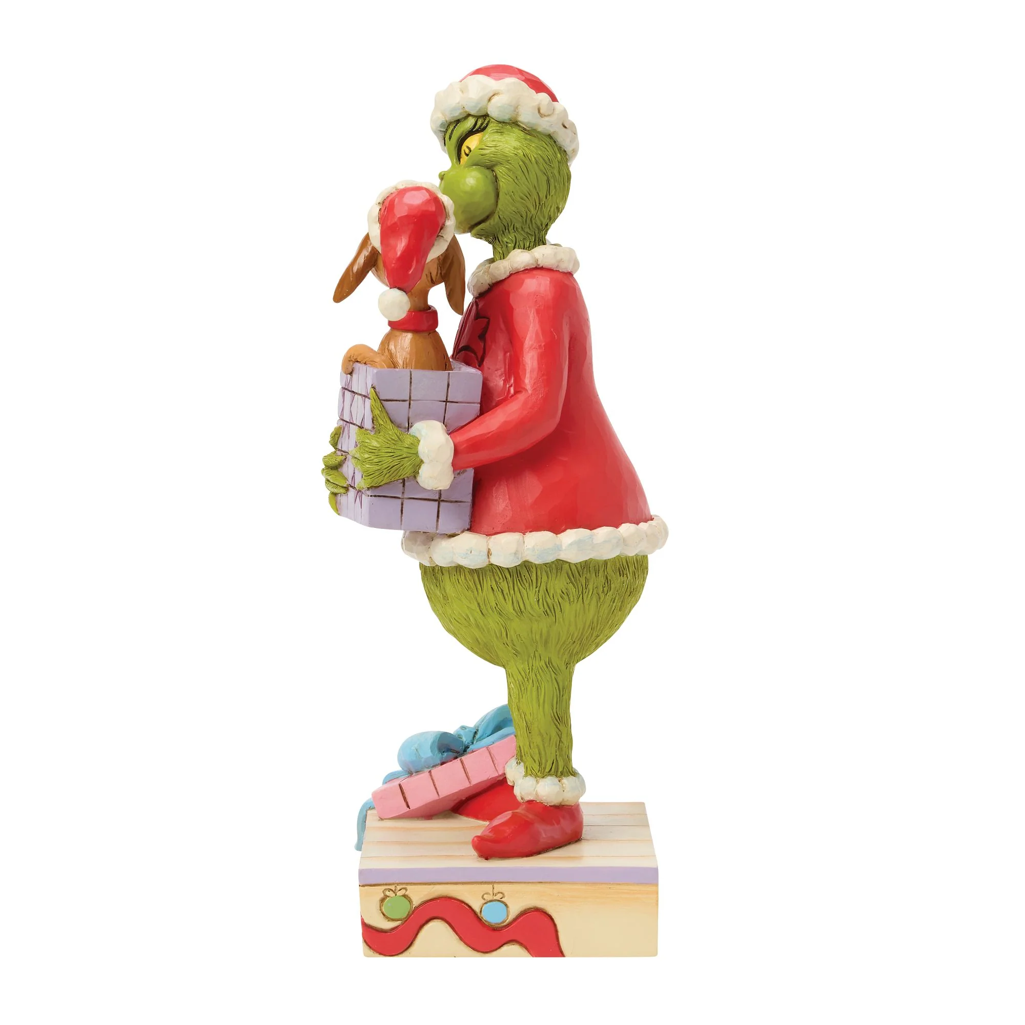 The Grinch Holding Gift with Max Popping Out Figurine - Image 2