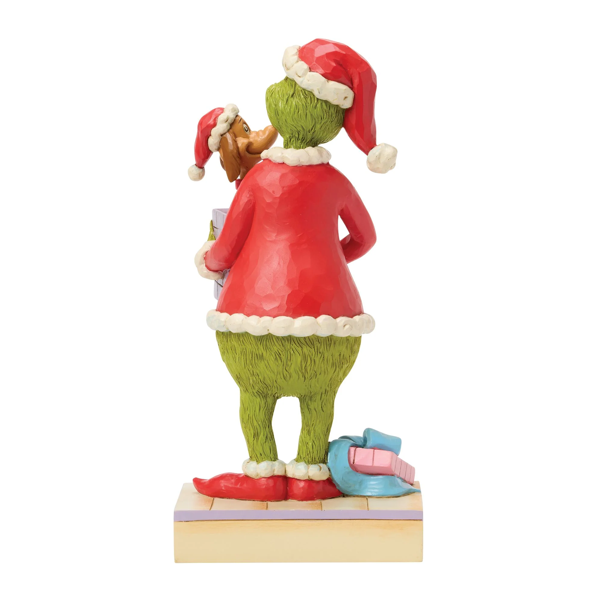 The Grinch Holding Gift with Max Popping Out Figurine - Image 3
