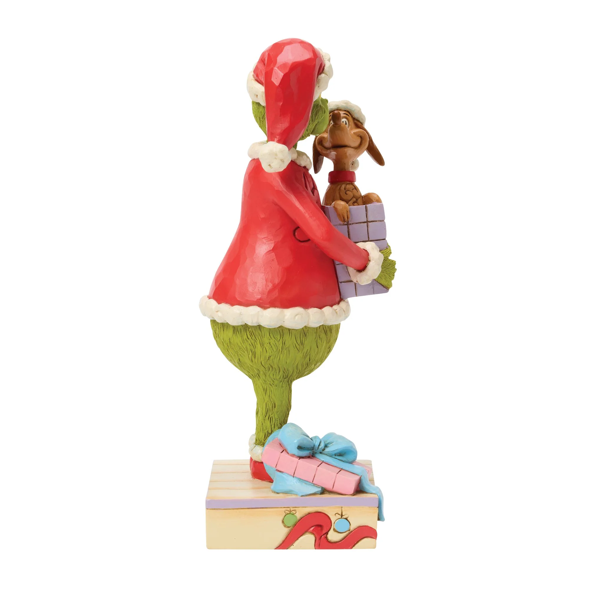The Grinch Holding Gift with Max Popping Out Figurine - Image 4