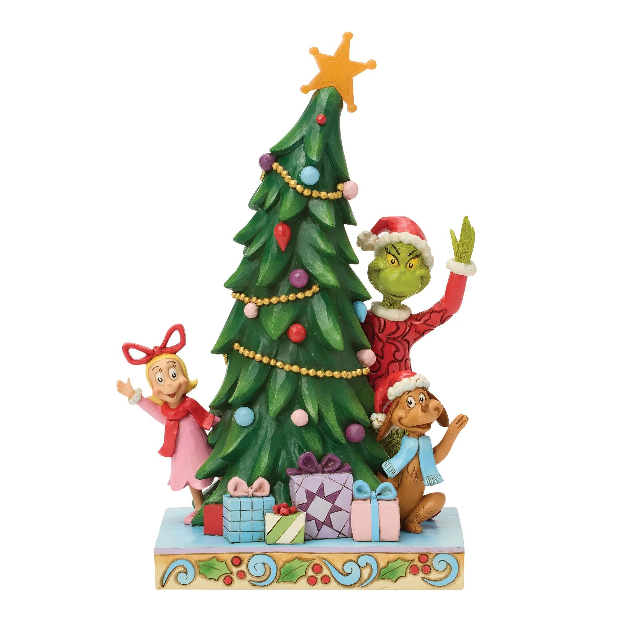 The Grinch, Max and Cindy-Lou Peeking Out From Tree Figurine - Image 2