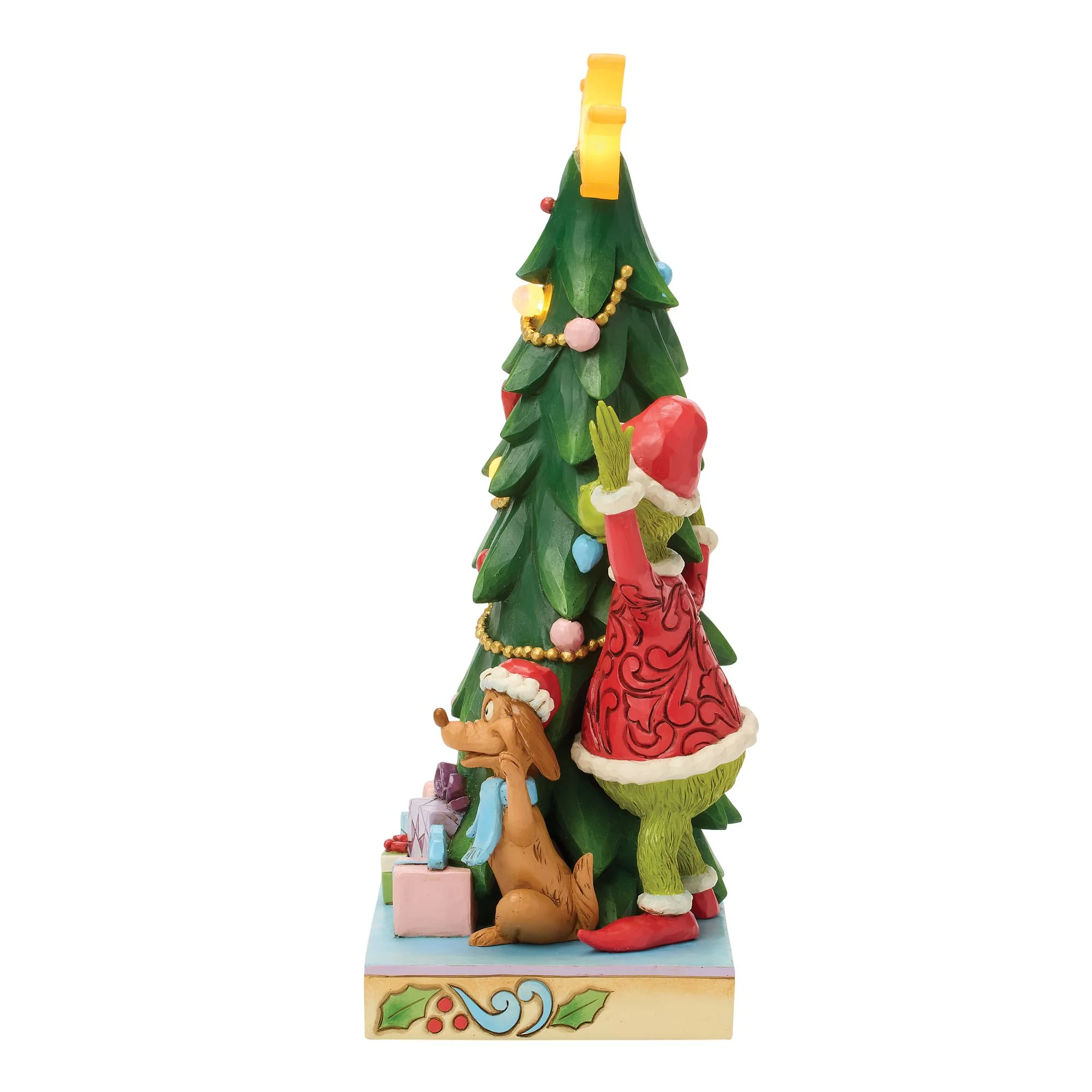 The Grinch, Max and Cindy-Lou Peeking Out From Tree Figurine - Image 3