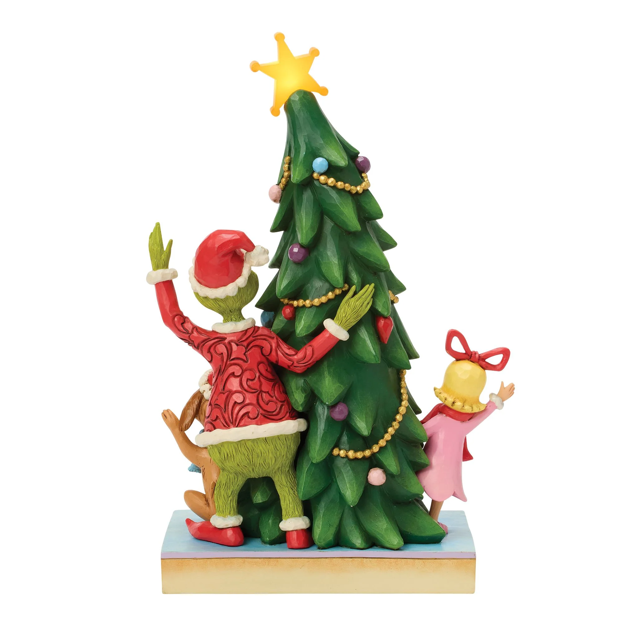 The Grinch, Max and Cindy-Lou Peeking Out From Tree Figurine - Image 4