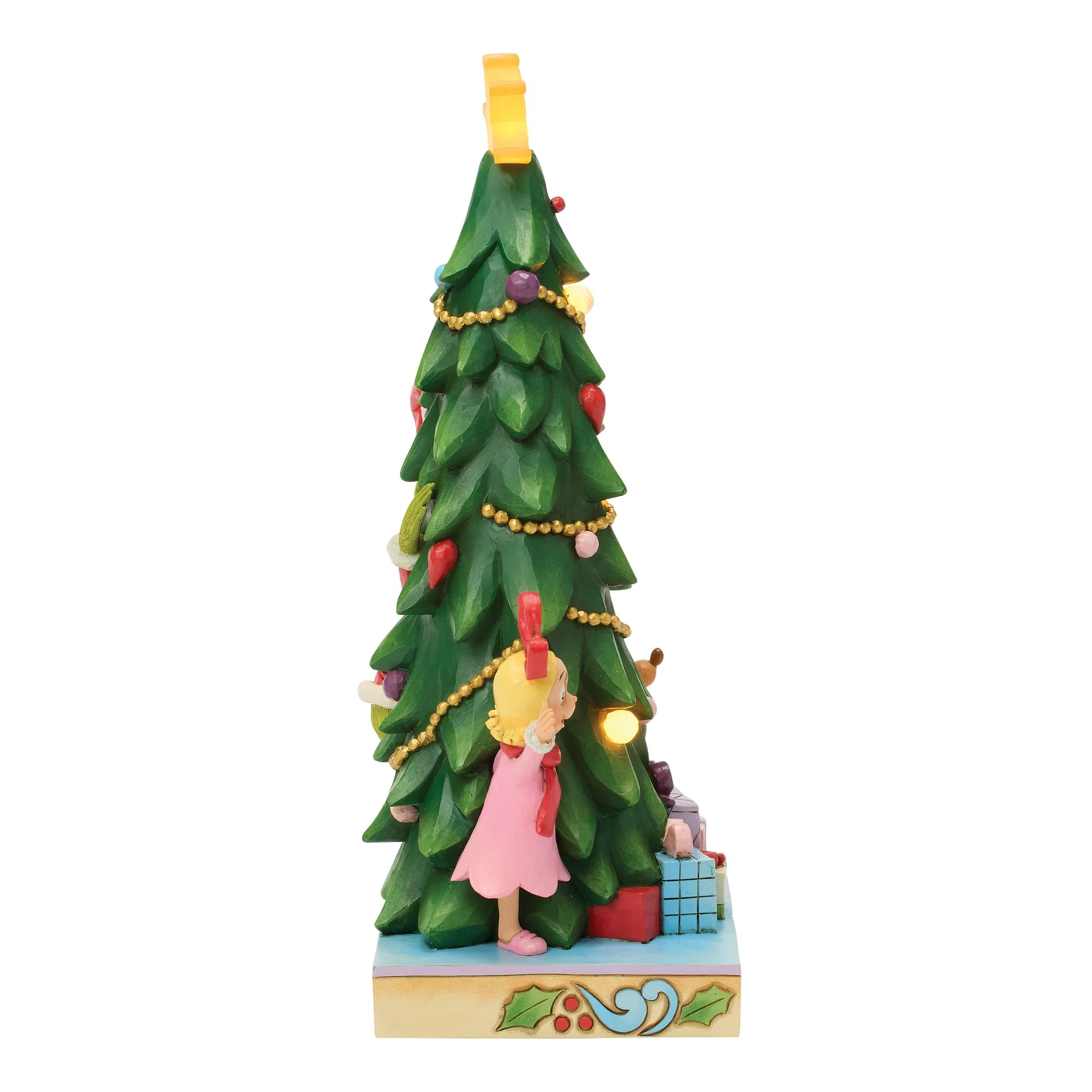 The Grinch, Max and Cindy-Lou Peeking Out From Tree Figurine - Image 5