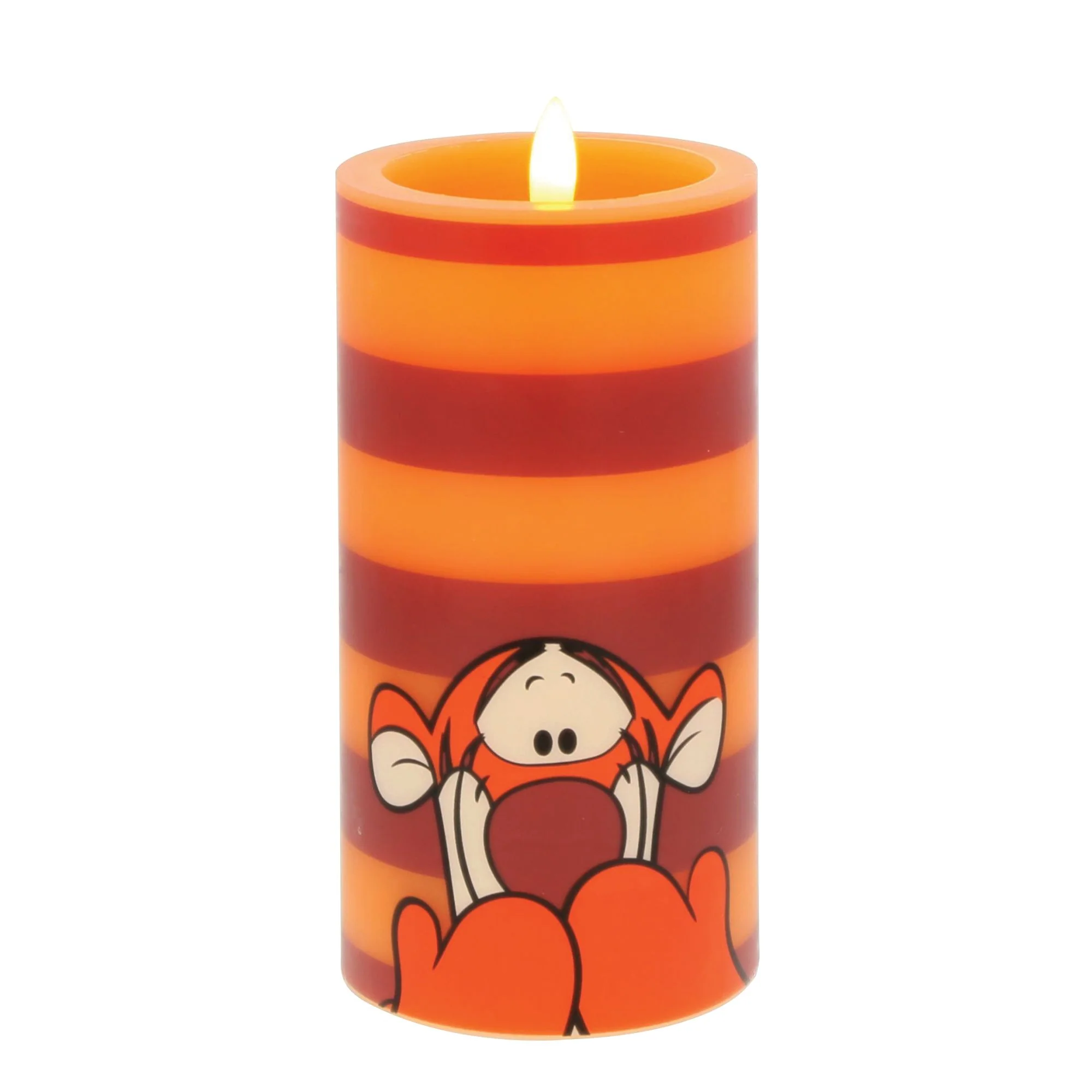 Tigger Red & Orange Stripe LED Candle